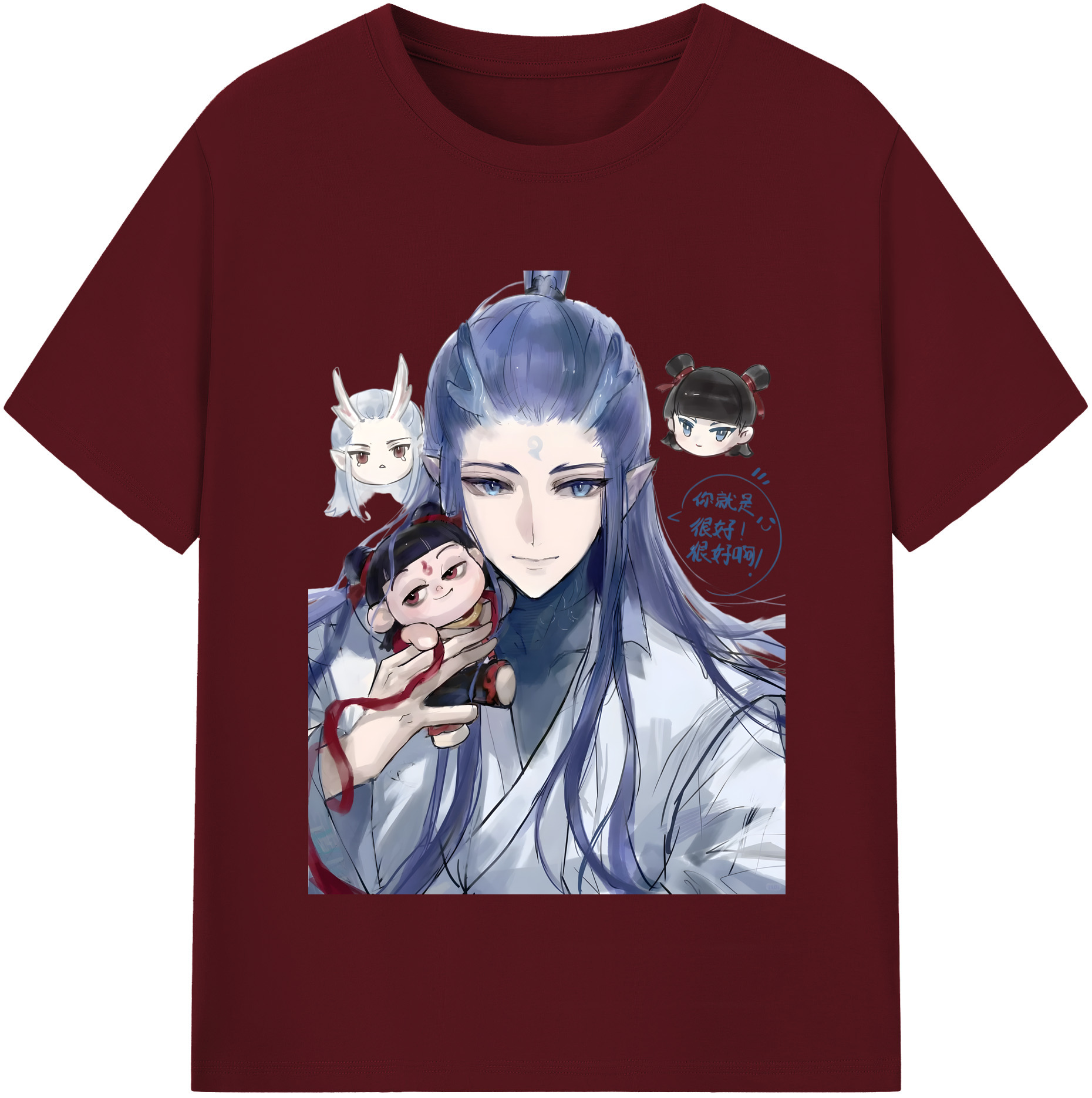 （画像用） Ne Zha 2 ナタ 魔童の大暴れ 綿100％半袖Tシャツ（フロントプリント）